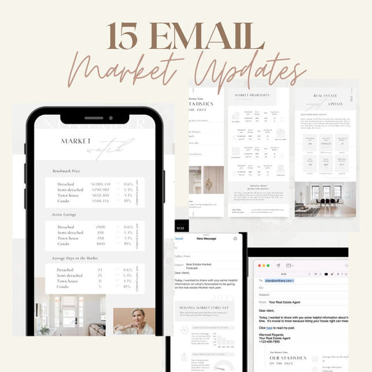 15 Market Stats Email Templates- Canva Editable Template - All Things Real Estate