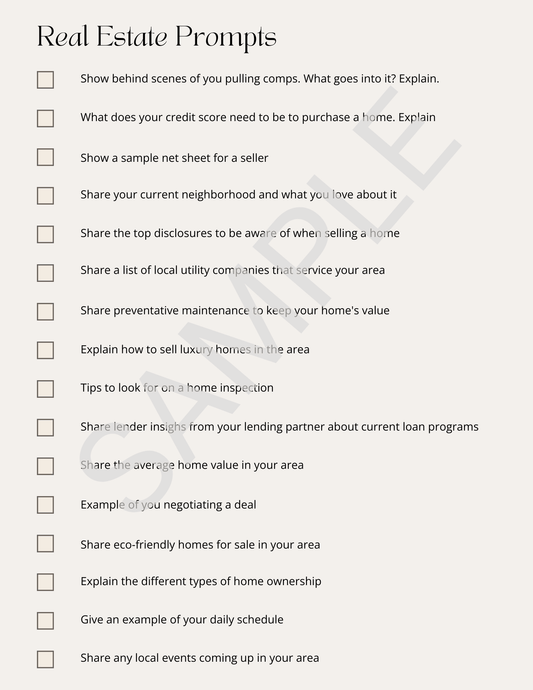 631 Real Estate Social Media Prompts - Canva Template & Printable - All Things Real Estate
