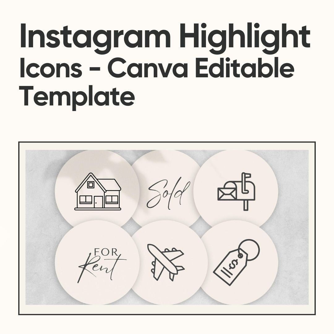 Instagram Highlight Cover Icons - Canva Editable Template - Canva Templates - All Things Real Estate