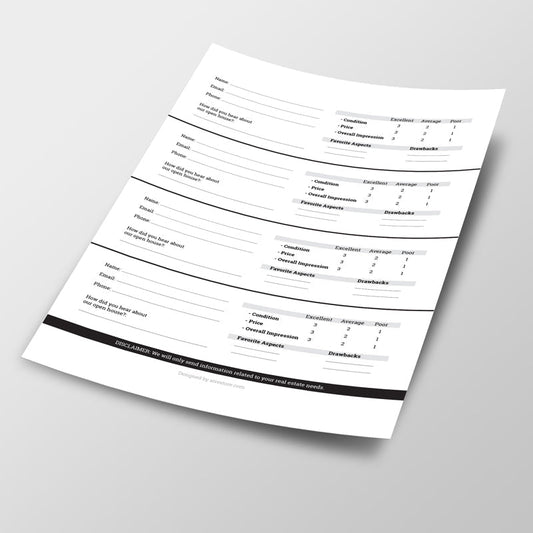 Open House Feedback Sheet No.1 - Downloadable - All Things Real Estate