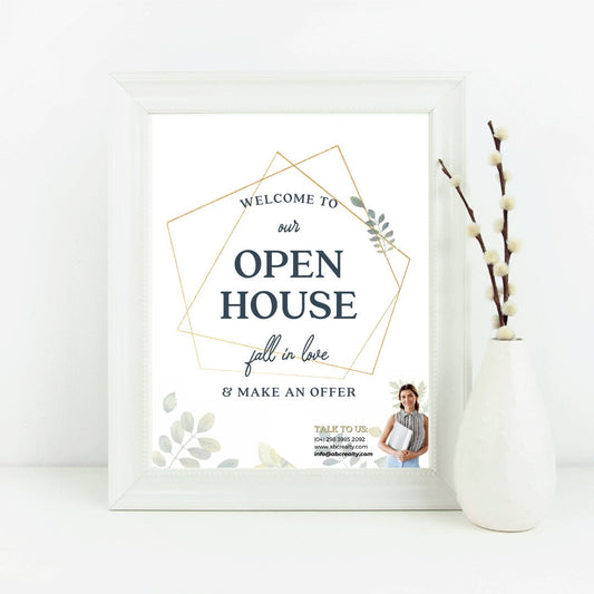 Open House Welcome Sign Botanical - Canva Editable Template - All Things Real Estate