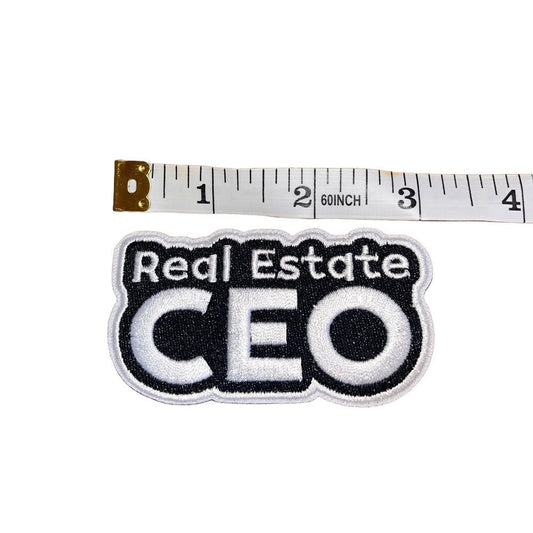 Real Estate CEO - Black and White - Iron or Sew On Patch - All Things Real Estate