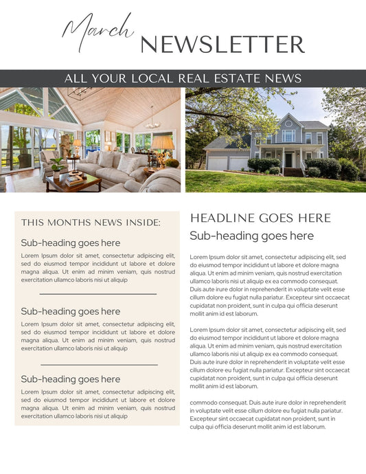 Real Estate Newsletter - Canva Editable Template - Canva Templates - All Things Real Estate