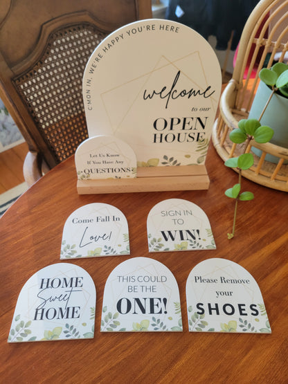 Arched Open House Welcome Sign Kit- Botanical