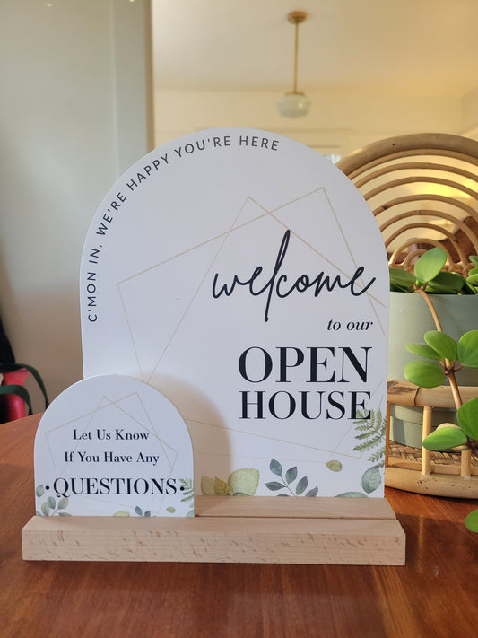 Arched Open House Welcome Sign Kit- Botanical