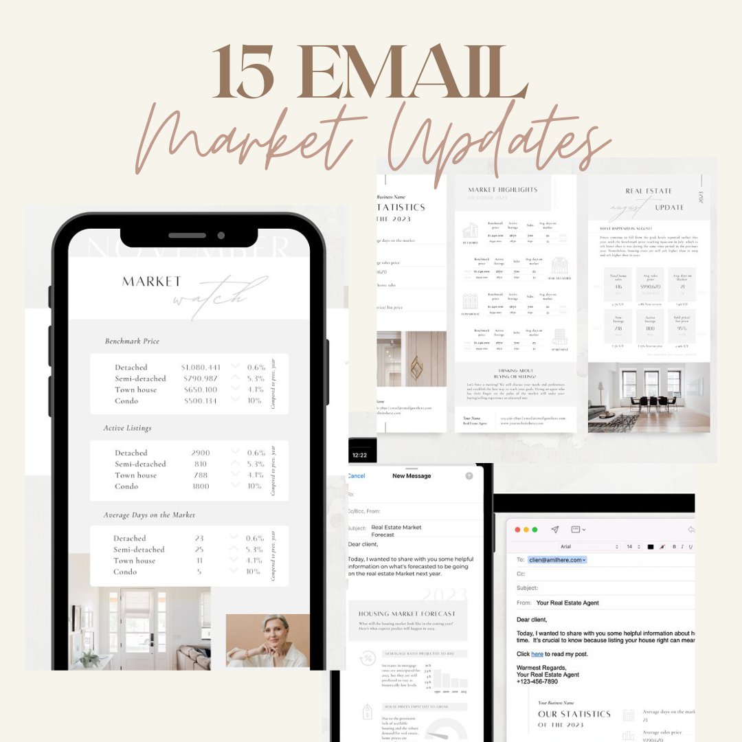 15 Market Stats Email Templates- Canva Editable Template - All Things Real Estate