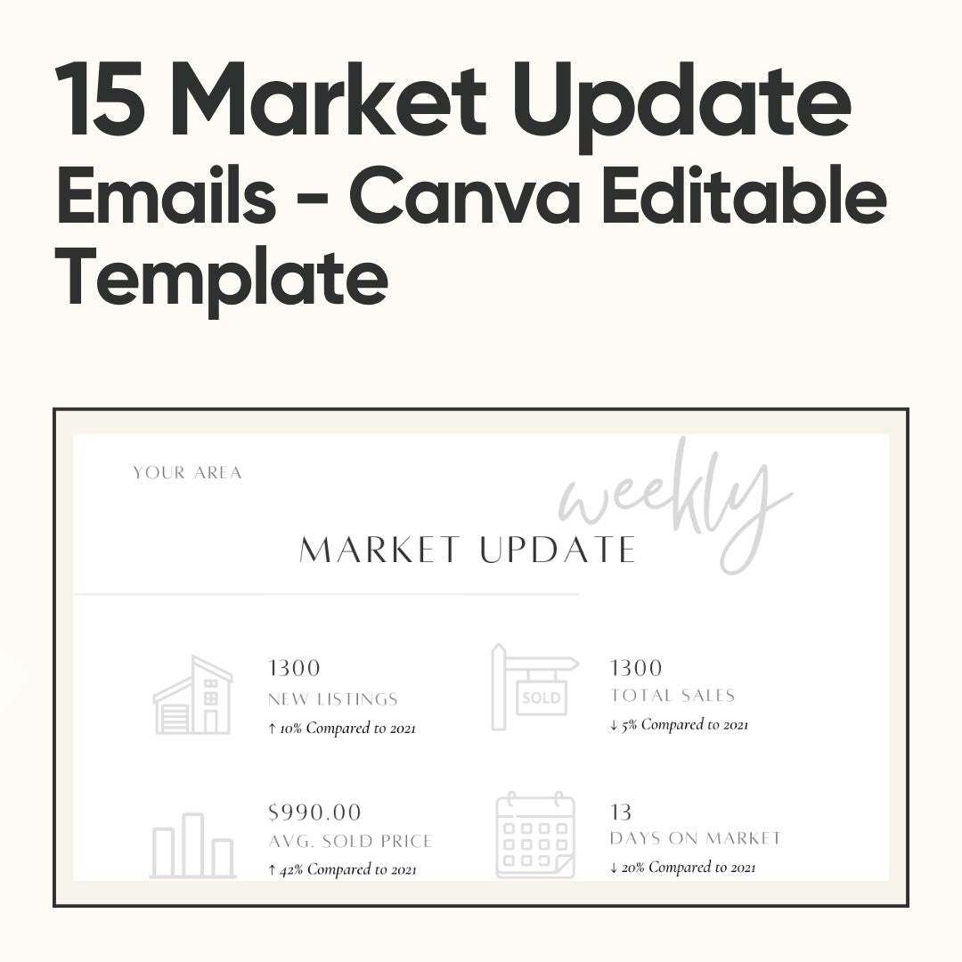15 Market Stats Email Templates - Canva Editable Template - Canva Templates - All Things Real Estate