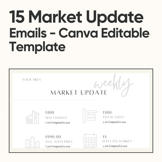 15 Market Stats Email Templates - Canva Editable Template - Canva Templates - All Things Real Estate