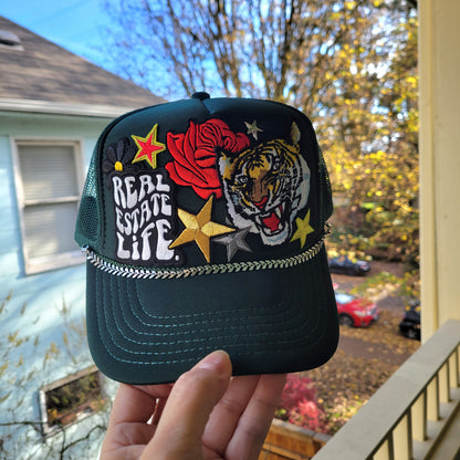 Limited Edition Foam Trucker Patch Hat -“Real Estate Life” Tiger Foam Trucker