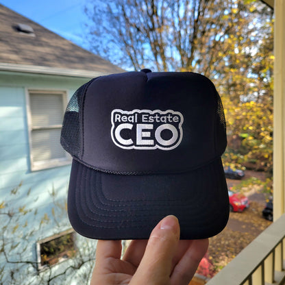 Limited Edition Foam Trucker Patch Hat – Real Estate CEO Patch (Black & White)