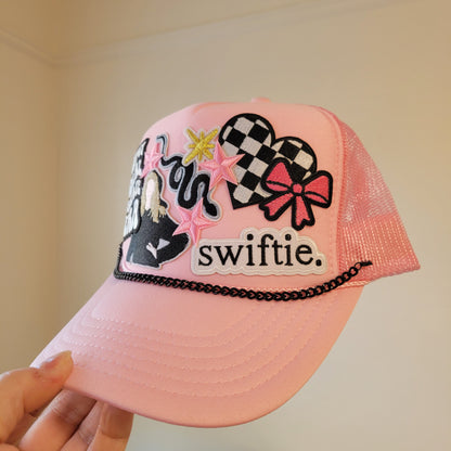 Limited Edition Foam Trucker Patch Hat – In My Real Estate Era, Swiftie Vibes, Pink Stars + Black Chain