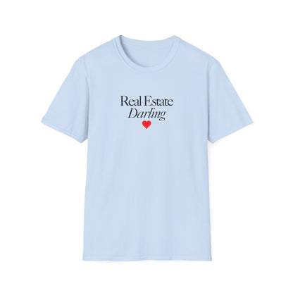 Real Estate Darling T-Shirt - Black Text Red Heart
