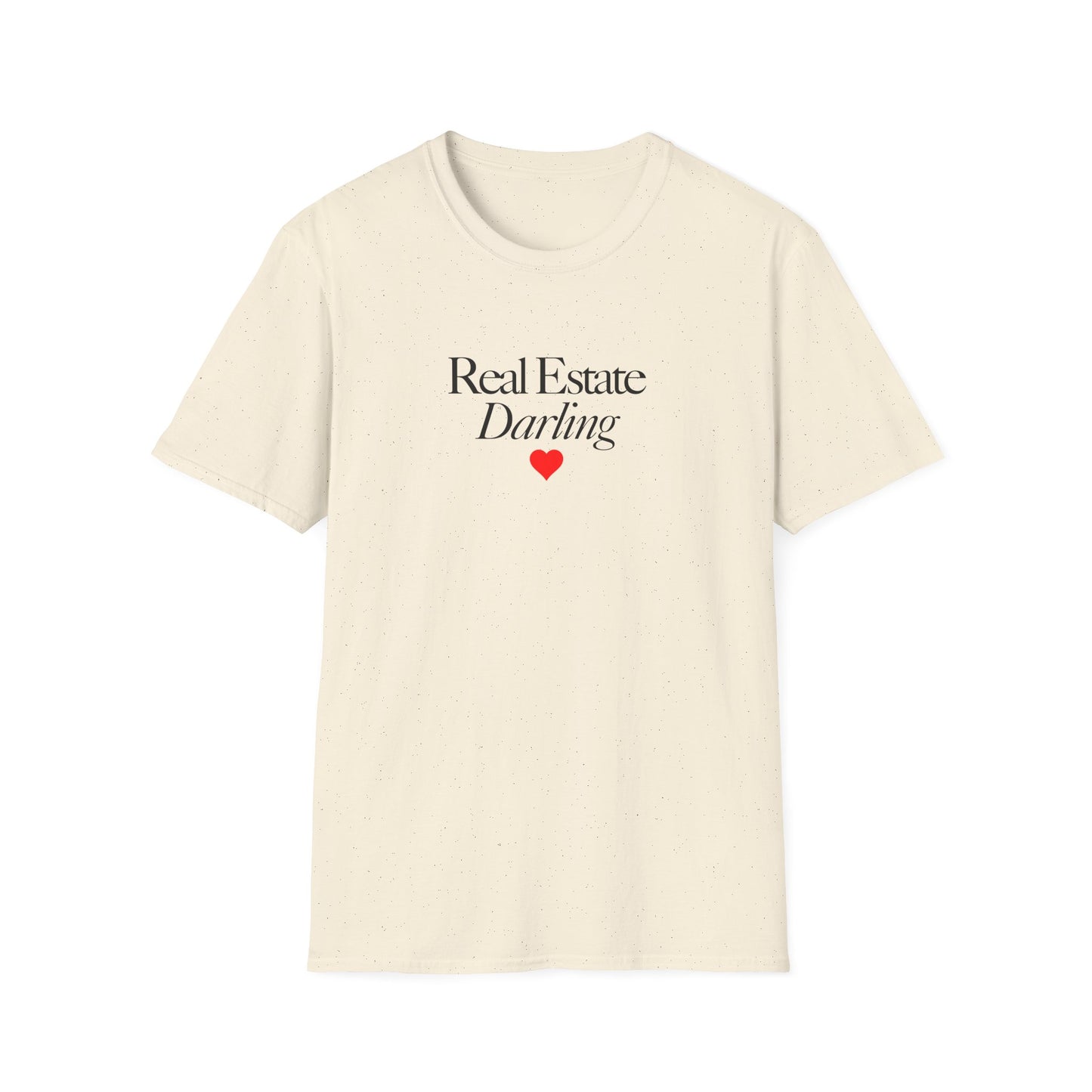 Real Estate Darling T-Shirt - Black Text Red Heart