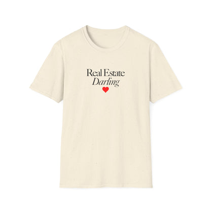 Real Estate Darling T-Shirt - Black Text Red Heart
