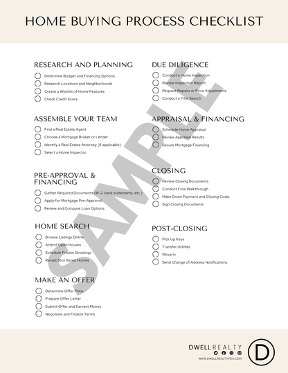 Homebuying Checklist - Canva Editable Template