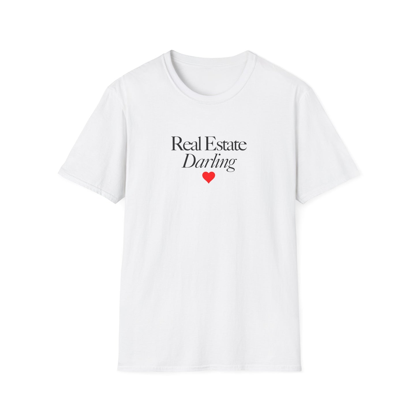 Real Estate Darling T-Shirt - Black Text Red Heart