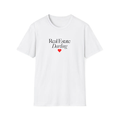 Real Estate Darling T-Shirt - Black Text Red Heart