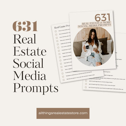 631 Real Estate Social Media Prompts - Canva Template & Printable - All Things Real Estate