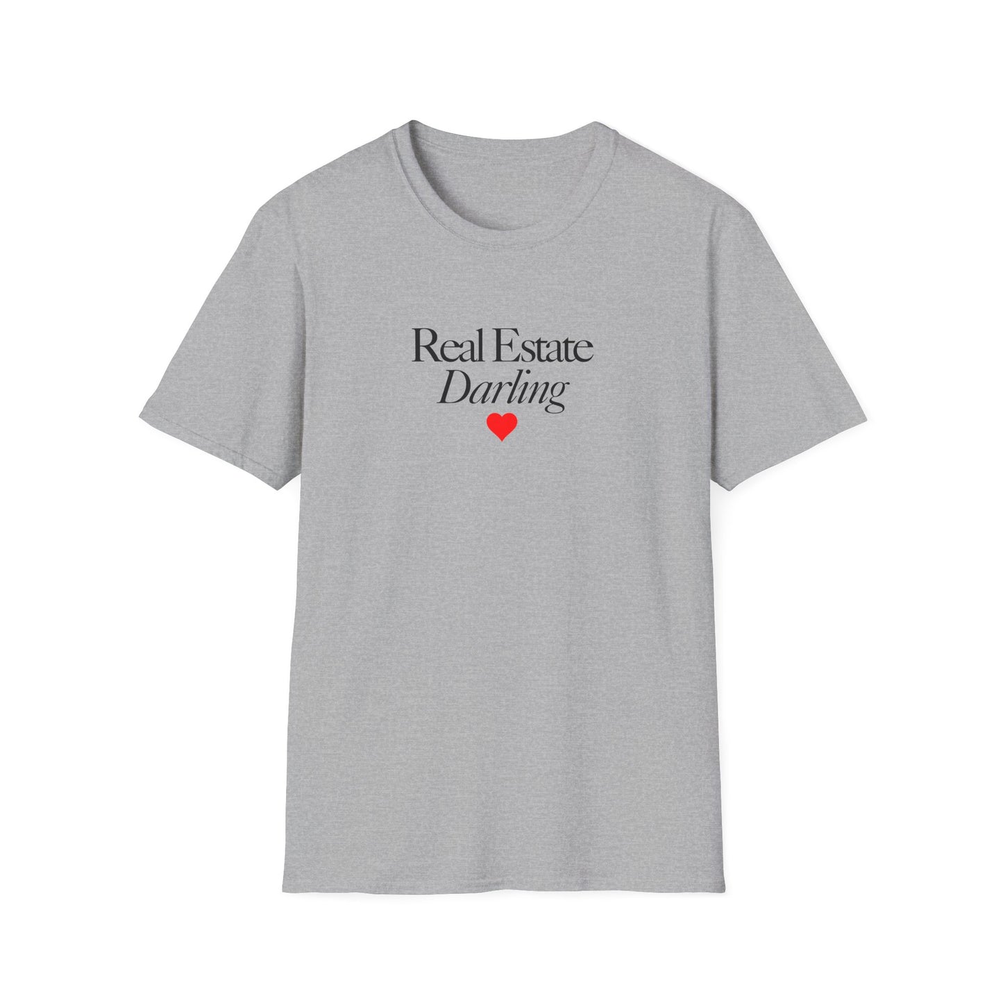 Real Estate Darling T-Shirt - Black Text Red Heart