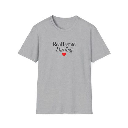 Real Estate Darling T-Shirt - Black Text Red Heart