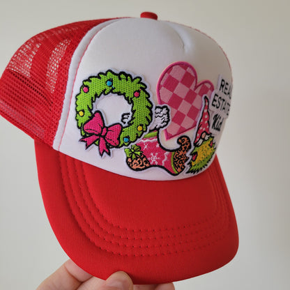 Limited Edition Kids Foam Trucker Patch Hat – Real Estate Kid, Gingham Heart, Wreath + Holiday Stocking