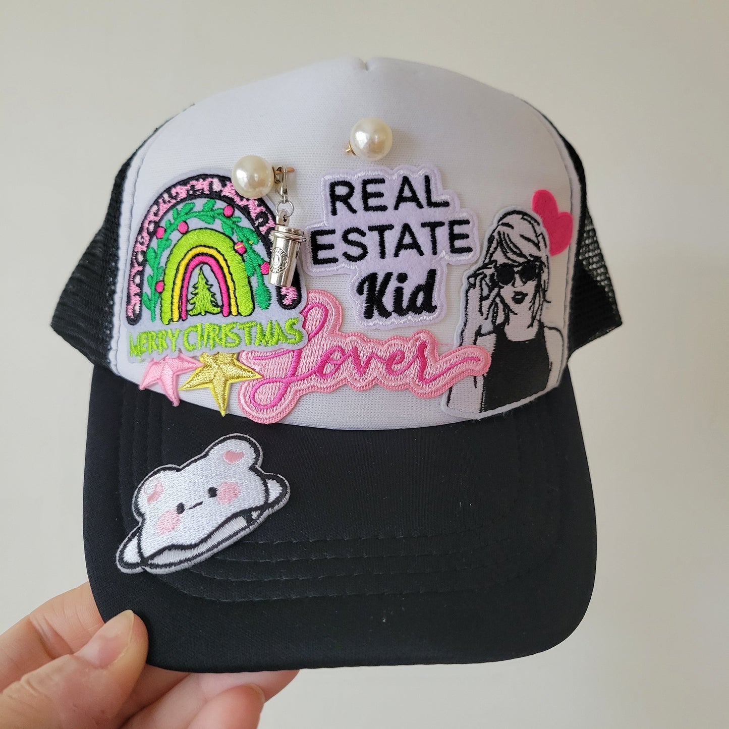 Limited Edition Kids Foam Trucker Patch Hat – Real Estate Kid, Christmas Rainbow, “Lover” Script + Taylor Swift Patch