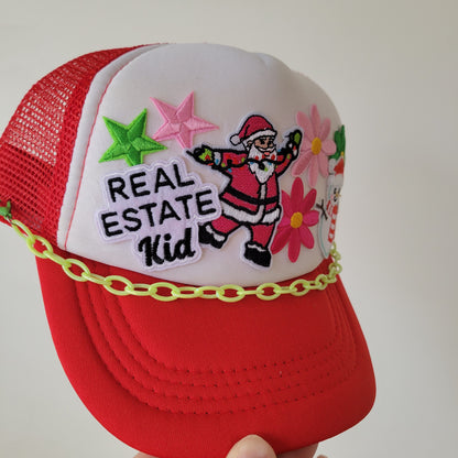 Limited Edition Kids Foam Trucker Patch Hat – Real Estate Kid, Santa Dancing, Stars + Neon Chain Trim