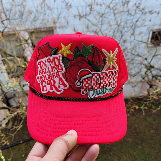Limited Edition Foam Trucker Patch Hat – In My Selling Houses Era, Merry Christmas, Holiday Florals + Black Chain Trim