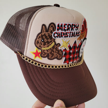 Limited Edition Foam Trucker Patch Hat – Merry Christmas, Plaid Trees, Holiday Puppy + I Love Real Estate Patch