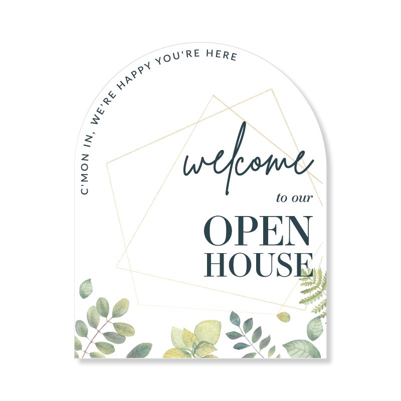 Arched Open House Welcome Sign Kit- Botanical