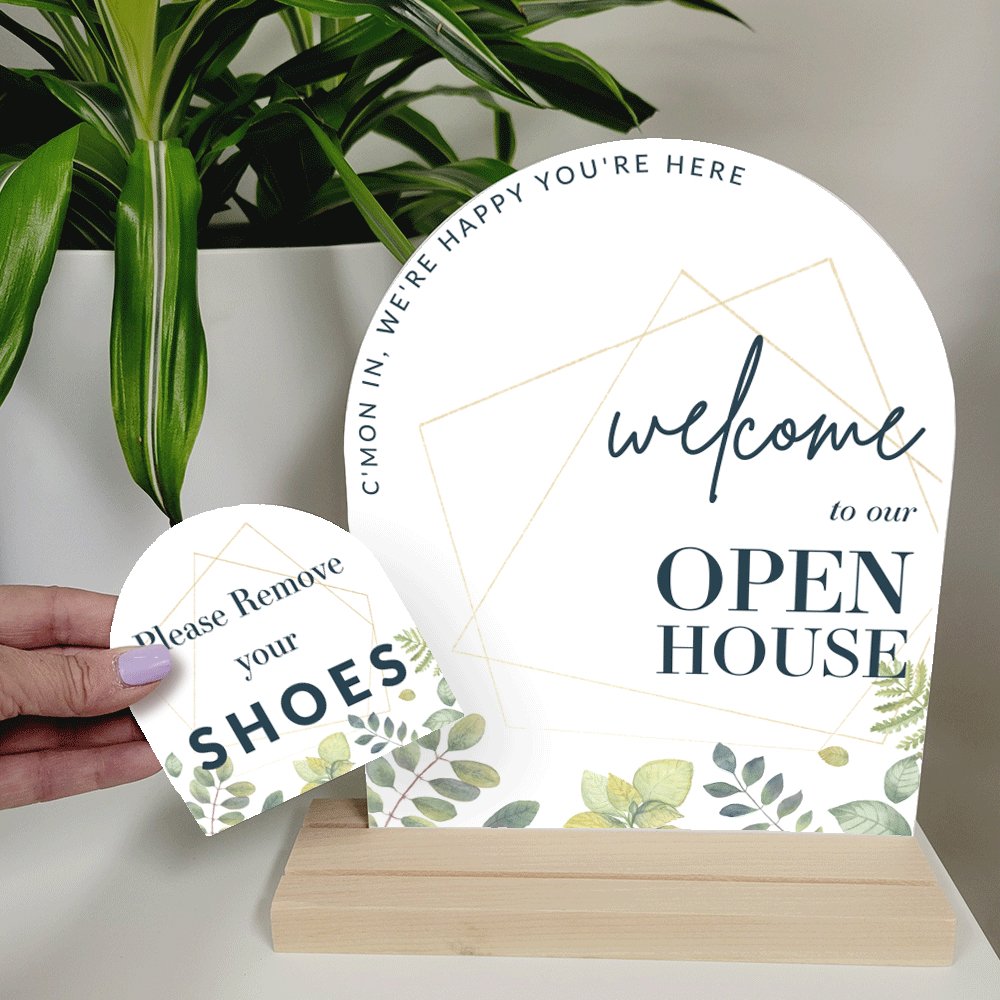 Arched Open House Welcome Sign Kit- Botanical