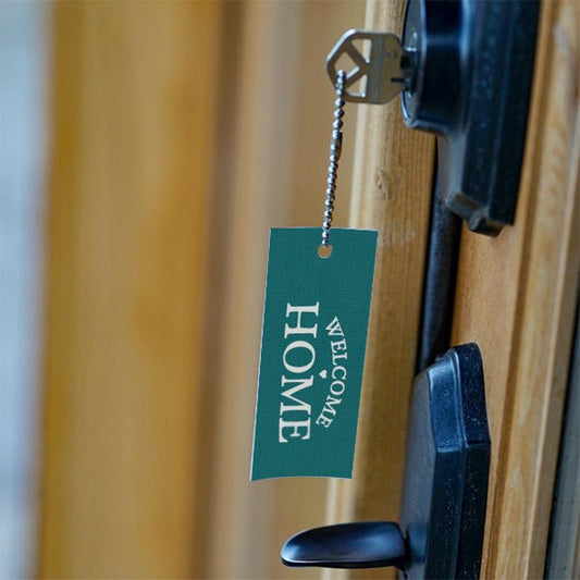 Canvas Key Tags - Welcome Home Teal - Pack of 18