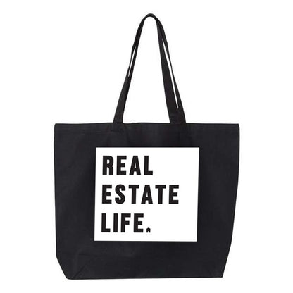Canvas Tote - Real Estate Life - Black - All Things Real Estate