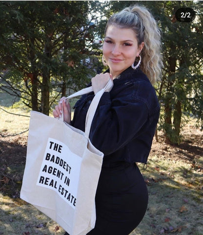Canvas Tote - The Baddest Agent in Real Estate - Natural - All Things Real Estate