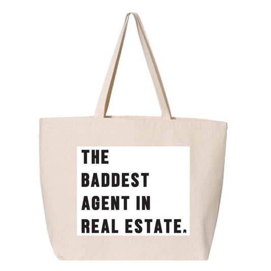 Canvas Tote - The Baddest Agent in Real Estate - Natural - All Things Real Estate