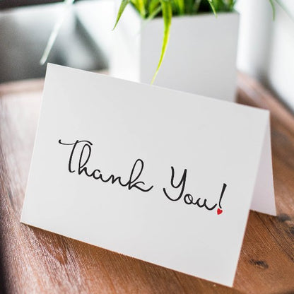 Celebration Cards - Thank You! - Cursive with a heart - All Things Real Estate