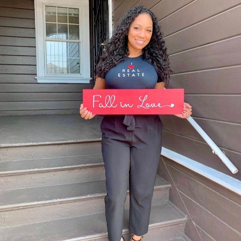 Fall In Love - Cursive heart - Red - All Things Real Estate