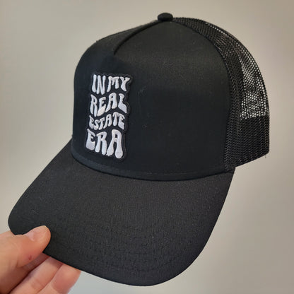 “In My Real Estate Era” Black Trucker Hat – 5 Panel Snapback