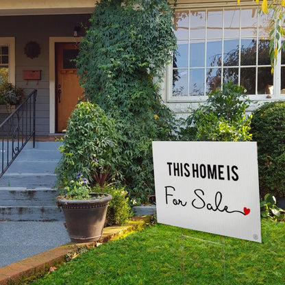 For Sale - Cursive with a heart - Yard Sign - All Things Real Estate