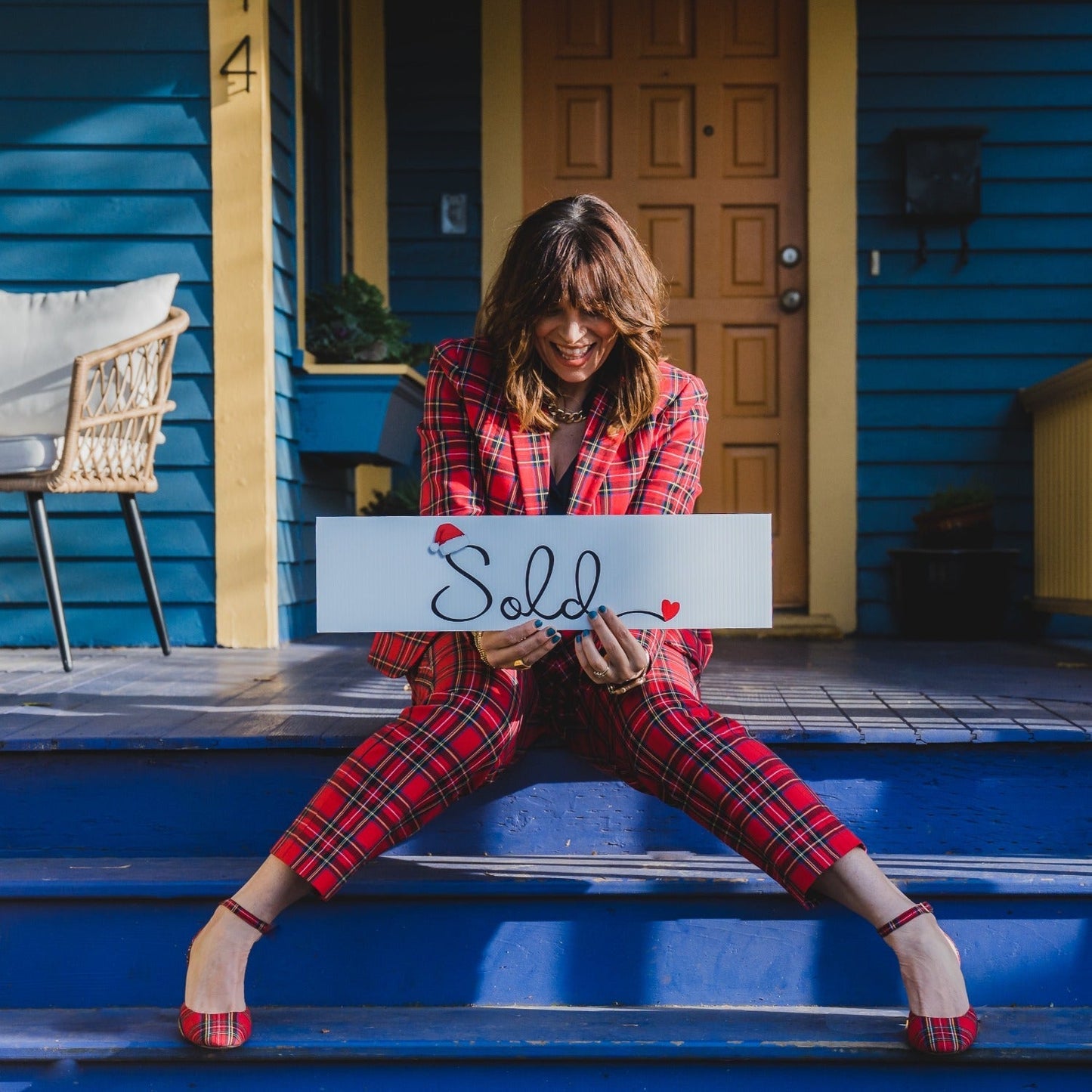 Holiday Sign - Sold Santa Hat- Cursive - All Things Real Estate