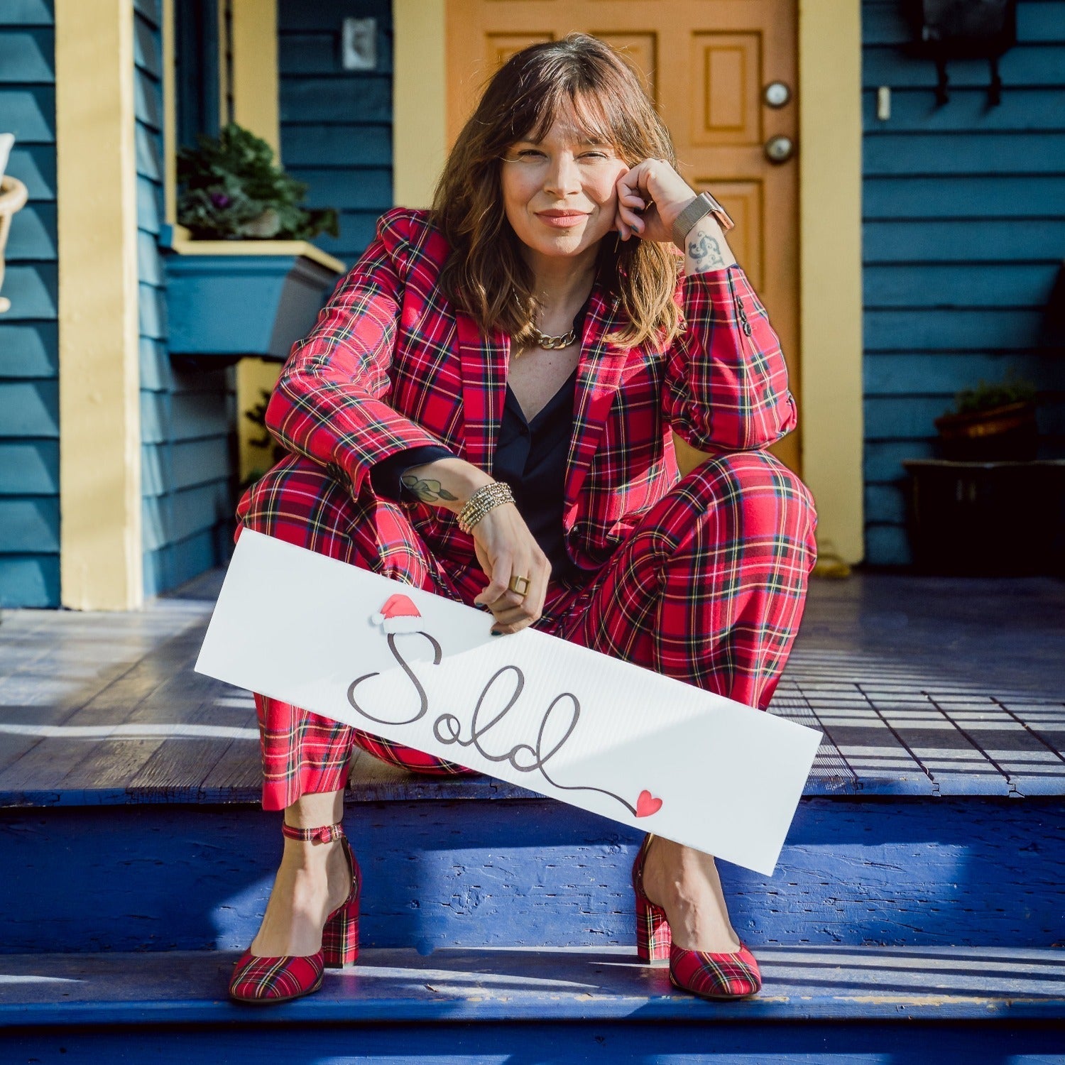 Holiday Sign - Sold Santa Hat- Cursive - All Things Real Estate