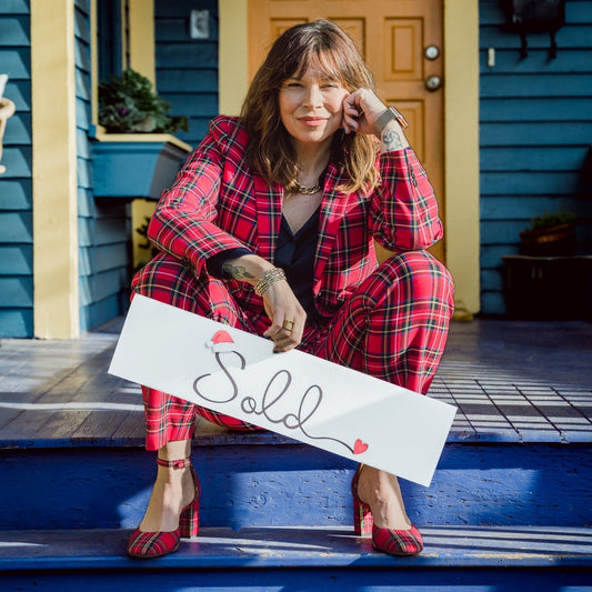 Holiday Sign - Sold Santa Hat- Cursive - All Things Real Estate