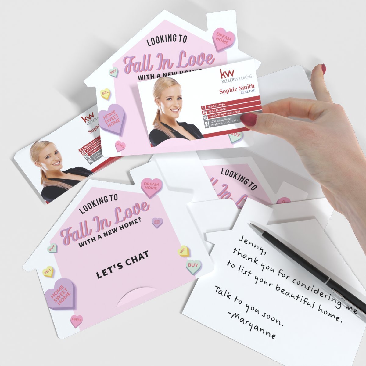 House-Shaped Notecards - Fall in Love - All Things Real Estate