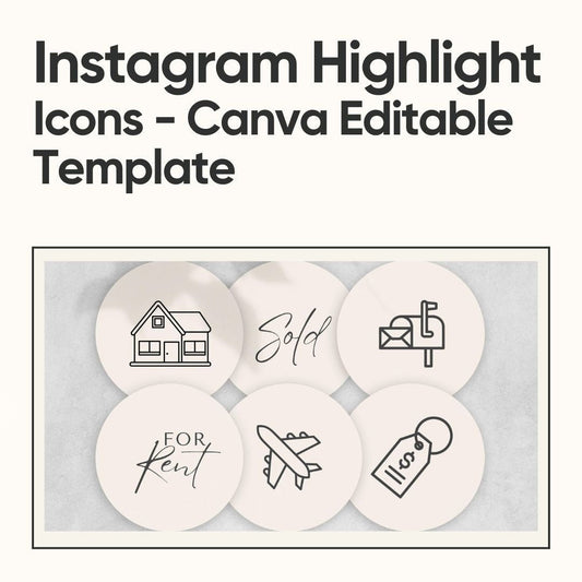 Instagram Highlight Cover Icons - Canva Editable Template - Canva Templates - All Things Real Estate