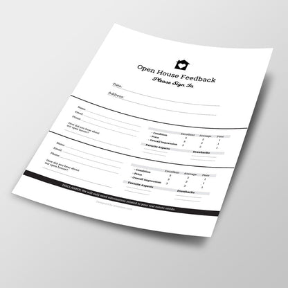 Open House Feedback Sheet No.1 - Downloadable - All Things Real Estate