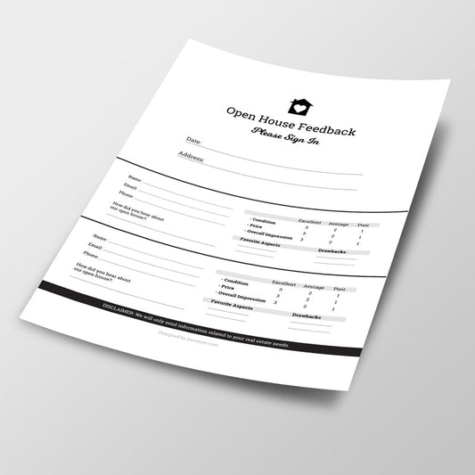 Open House Feedback Sheet No.1 - Downloadable - All Things Real Estate
