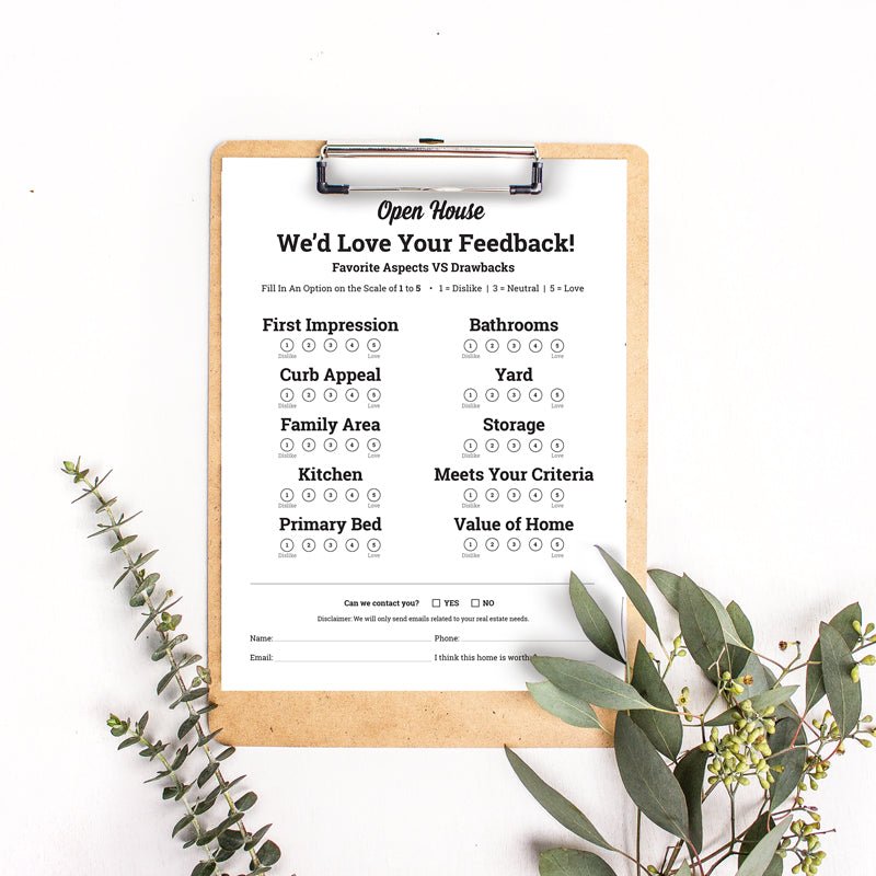 Open House Feedback Sheet No.2 - Downloadable - All Things Real Estate