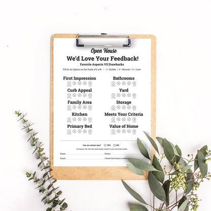 Open House Feedback Sheet No.2 - Downloadable - All Things Real Estate