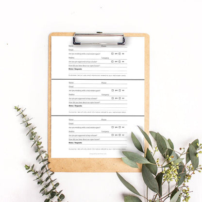 Open House Sign in Sheet - Downloadable - All Things Real Estate
