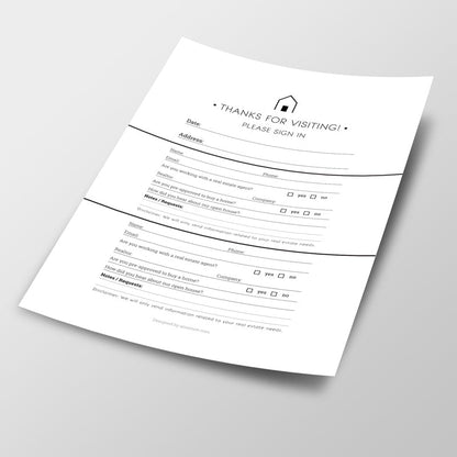 Open House Sign in Sheet - Downloadable - All Things Real Estate